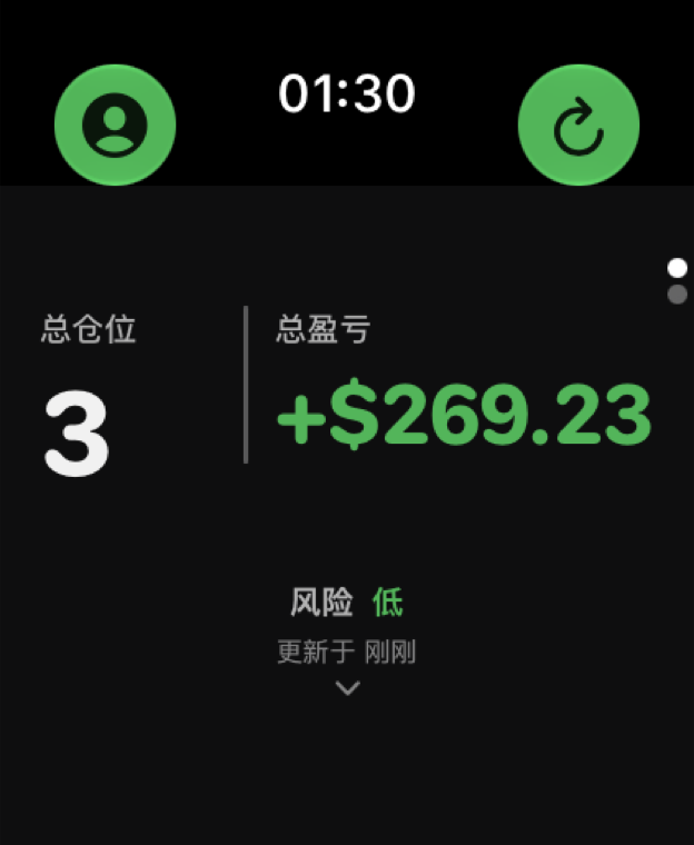 TickPro Apple Watch 仓位与风险页面